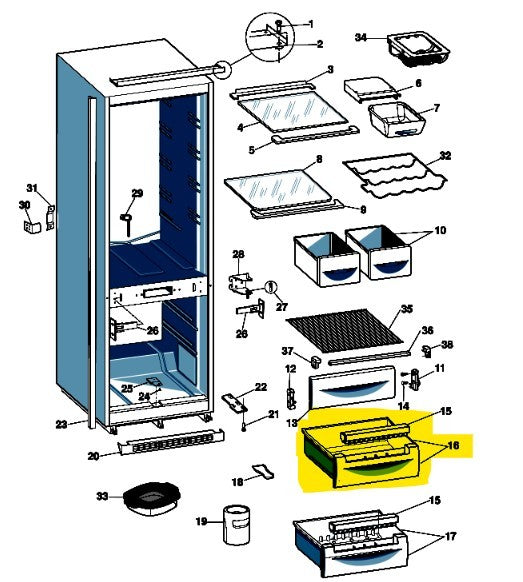 Gaveta Frigorifico Indesit 384X162X342 - C00283232