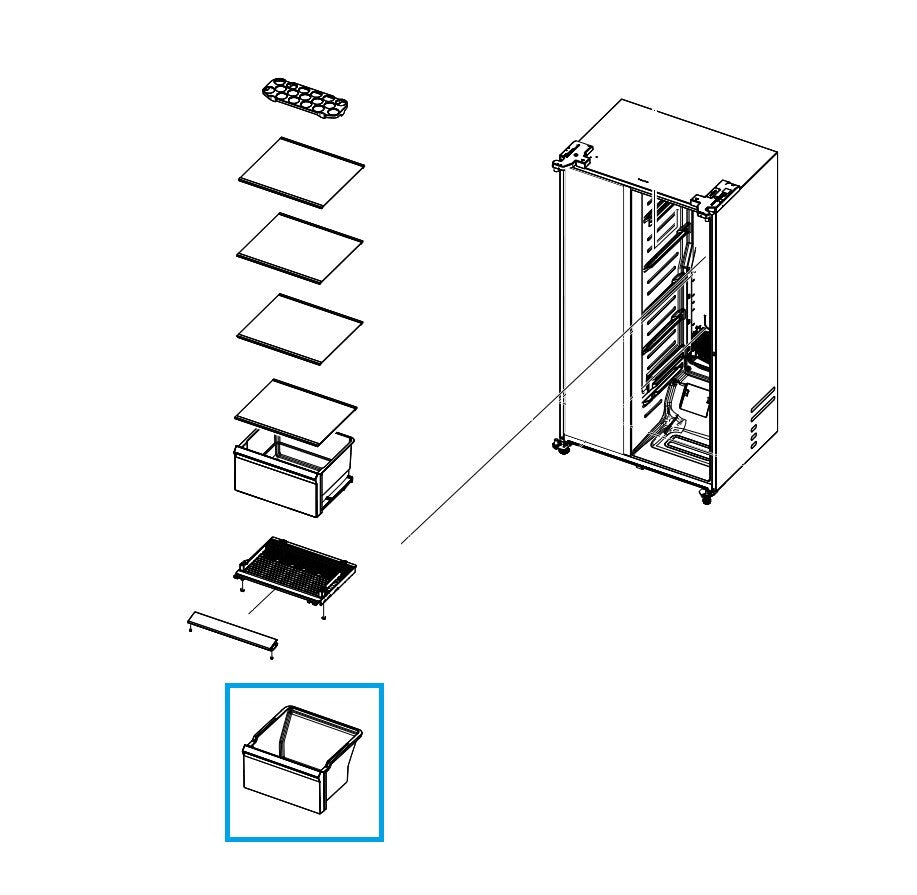 Vegetable Drawer LOW for Samsung RS8000AC Refrigerator - DA97-19212C