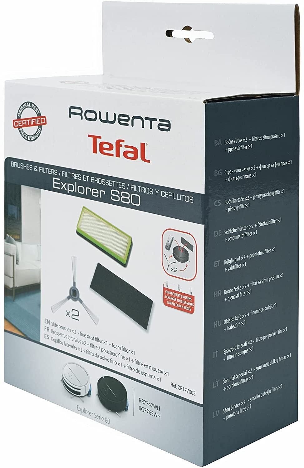 Kit 2 filtros e 2 escovas aspirador robot Rowenta - ZR177002