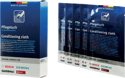 Cleaning and care wipes for stainless steel (5 individual wipes)