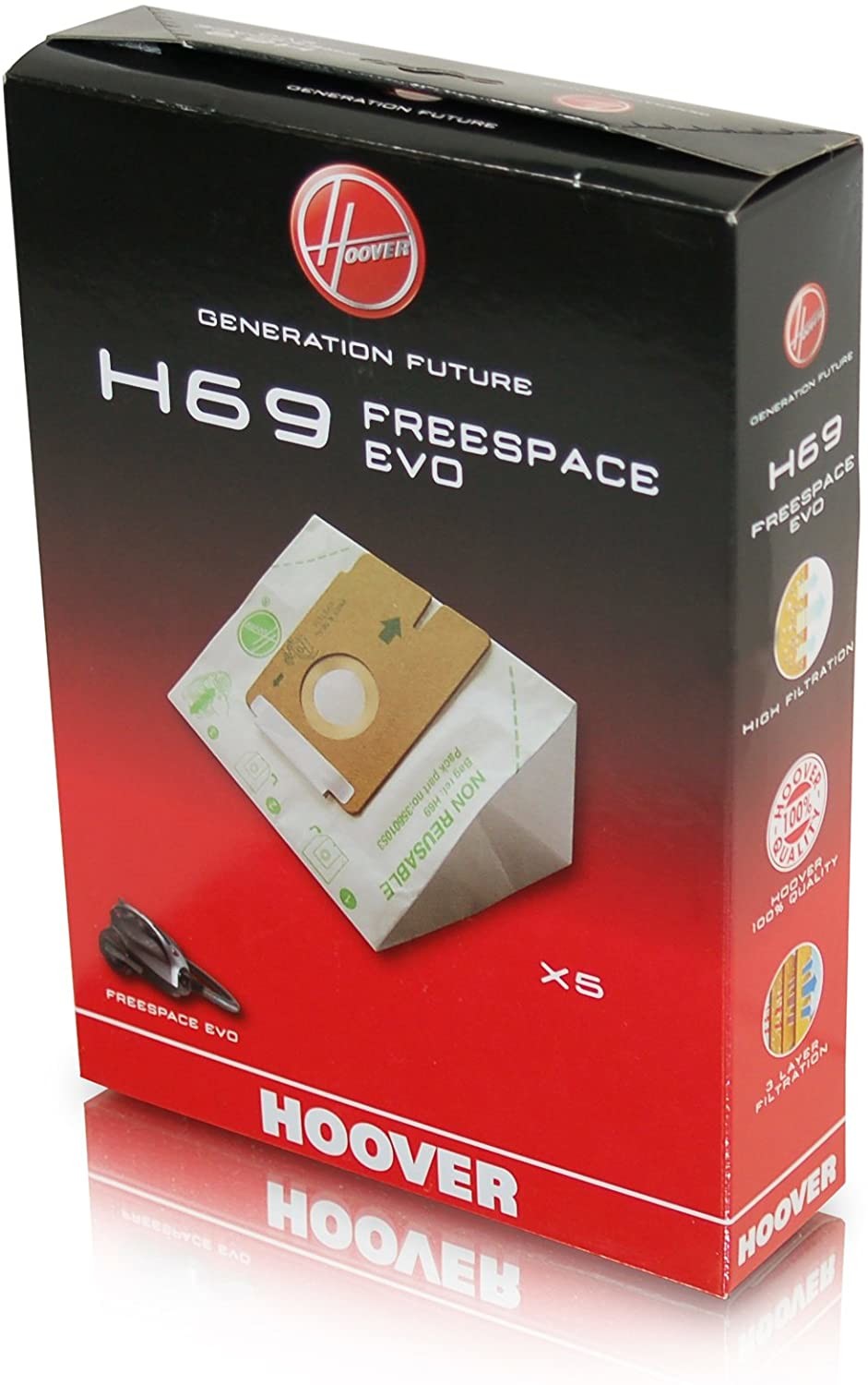 Kit of 5 H59 vacuum cleaner bags for Hoover - 35601053