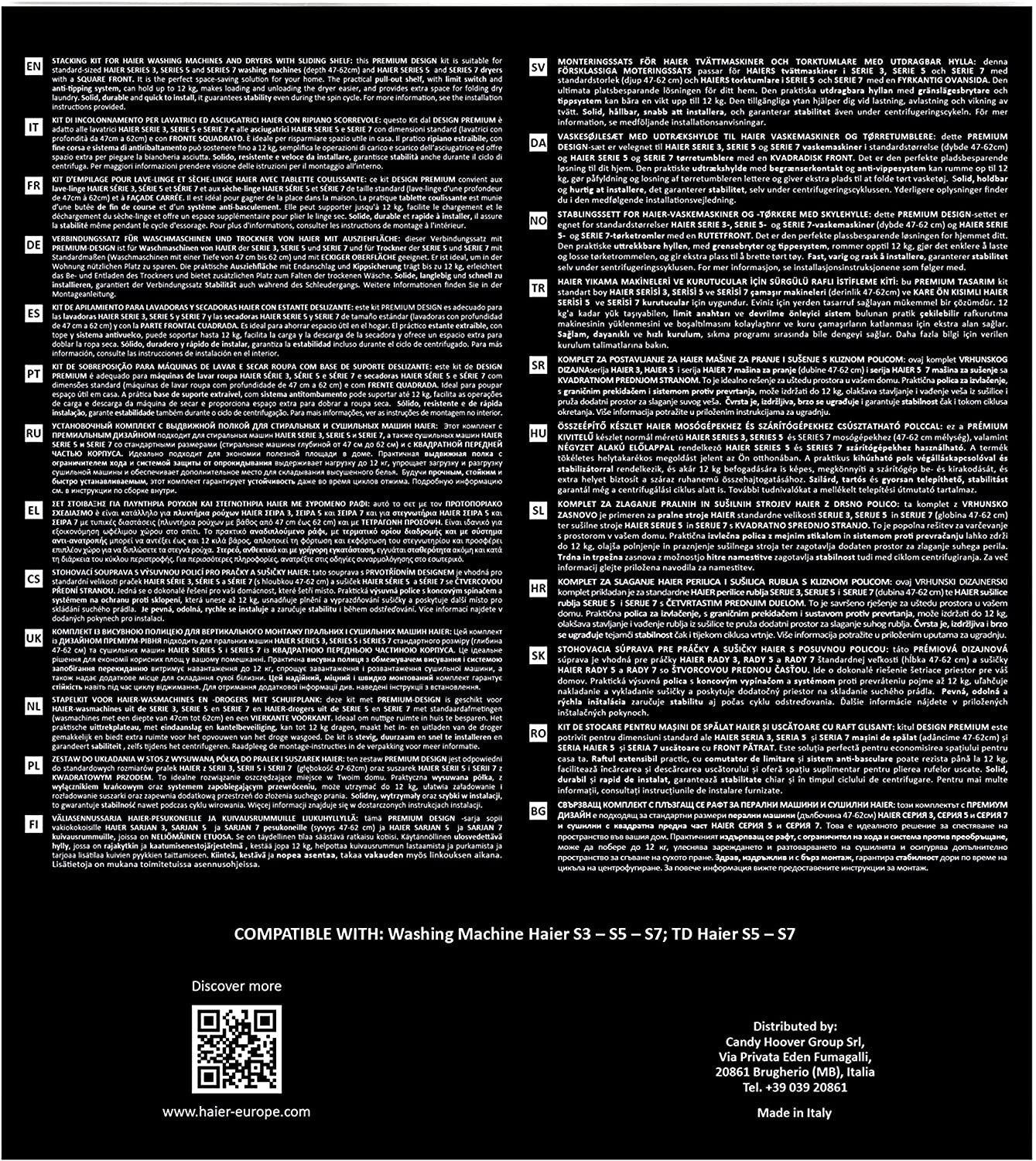 Kit de união de maquina CANDY HOOVER HAIER - Stacking kit - 35602564