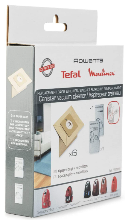 Kit de 6 sacos de aspirador + 2 filtros aspirador Rowenta e Moulinex - ZR003901