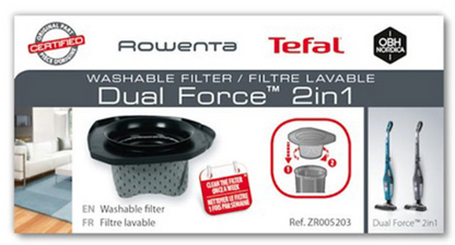 Filtro lavável Dual Force 2em1 aspirador Rowenta - ZR005203
