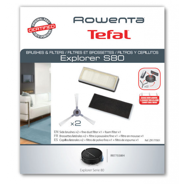 Kit 2 filtros e 2 escovas aspirador robot Rowenta - ZR177001