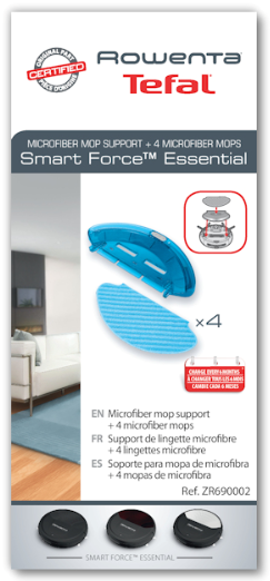 Microfiber mop holder + 4 microfiber mops for Rowenta robot vacuum cleaner - ZR690002