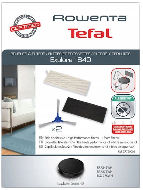 Filtros e escovas para Aspirador Robot Rowenta - ZR720002