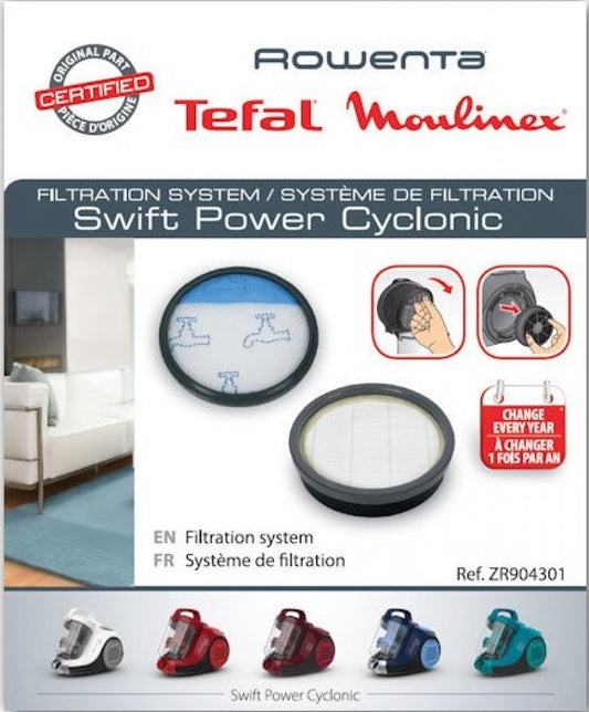 Kit of 2 filters and 1 gasket for the Rowenta Swift Power Cyclonic vacuum cleaner - ZR904301